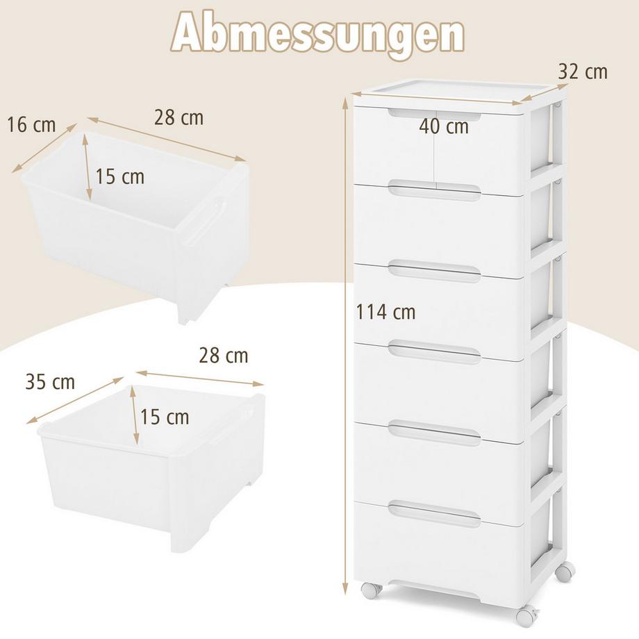 Northix Armoire de rangement verticale, 7 tiroirs  