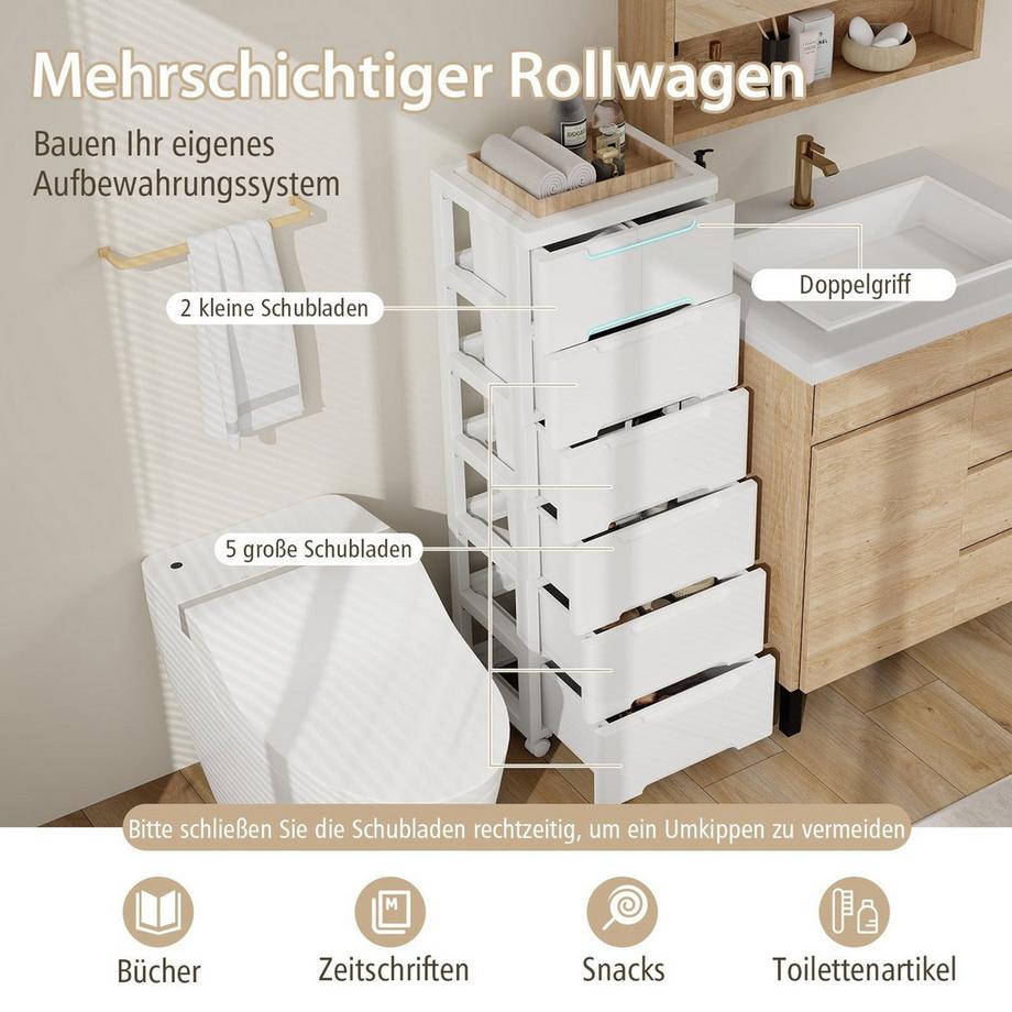 Northix Armoire de rangement verticale, 7 tiroirs  