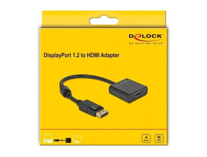 DeLock  DeLOCK Adapter DisplayPort 1.2 Stecker zu HDMI Buchse 4K Aktiv 