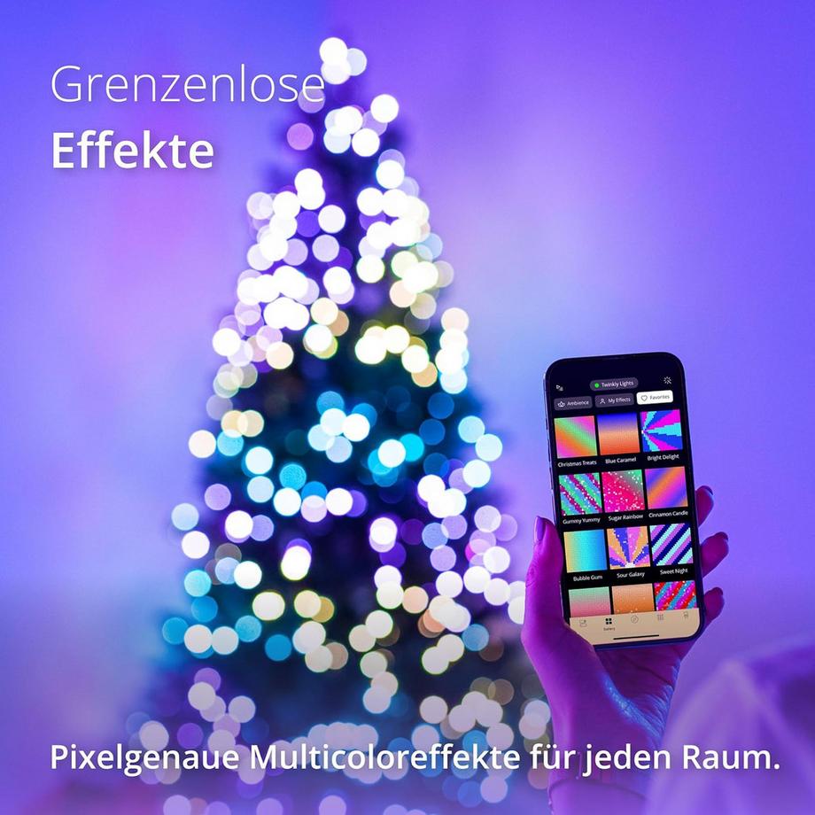 twinkly CANDIES avec 200 LED RGB en forme de bougie  