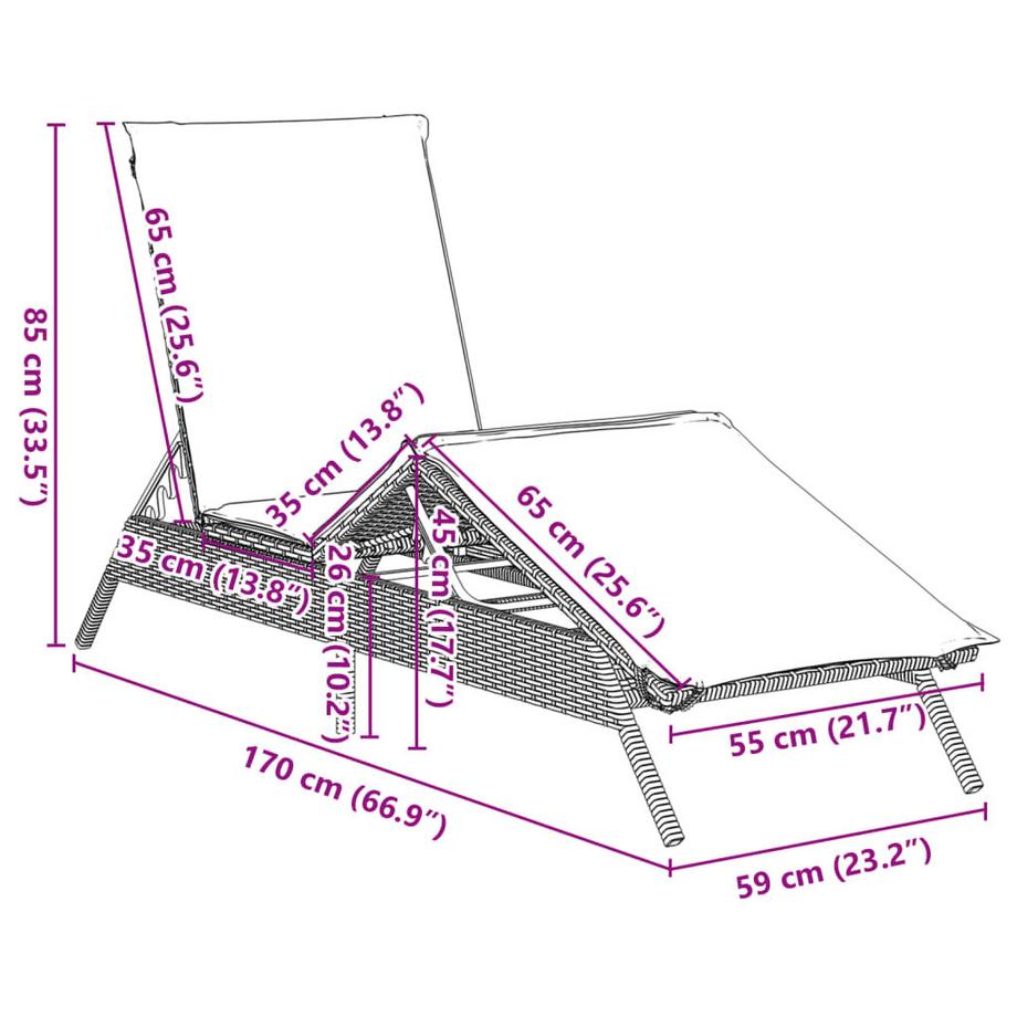 VidaXL Sonnenliege poly-rattan  