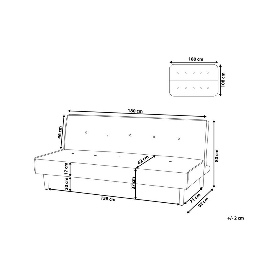 Beliani Canapé-lit en Tissu Rétro VISBY  
