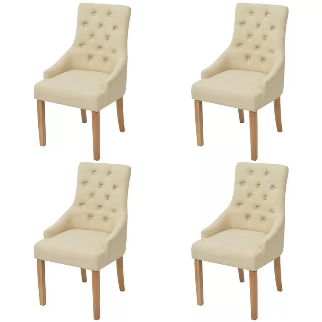 Vidaxl - Chaises à manger lot de 4 crème tissu