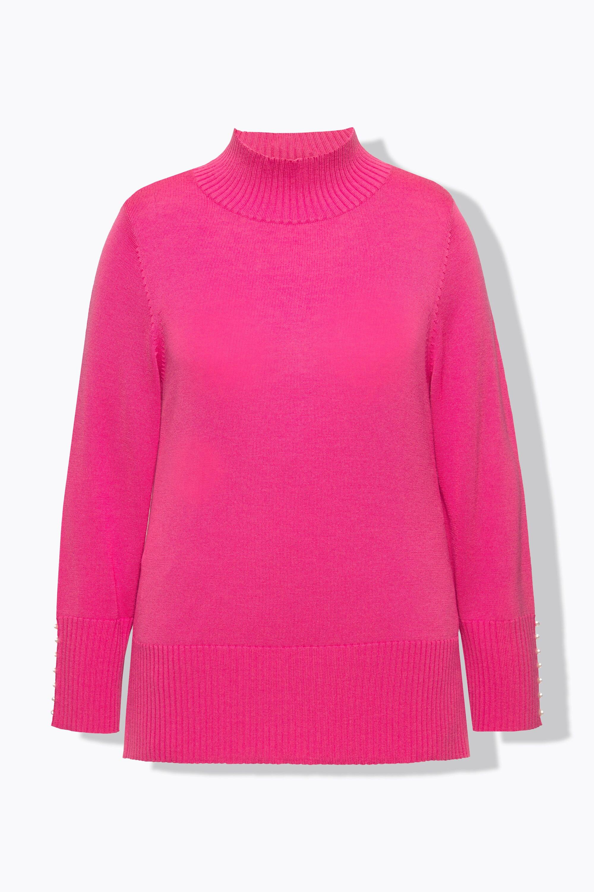 Ulla Popken  Pullover, Woll-Seidenmischung, Stehkragen, Zierperlen 