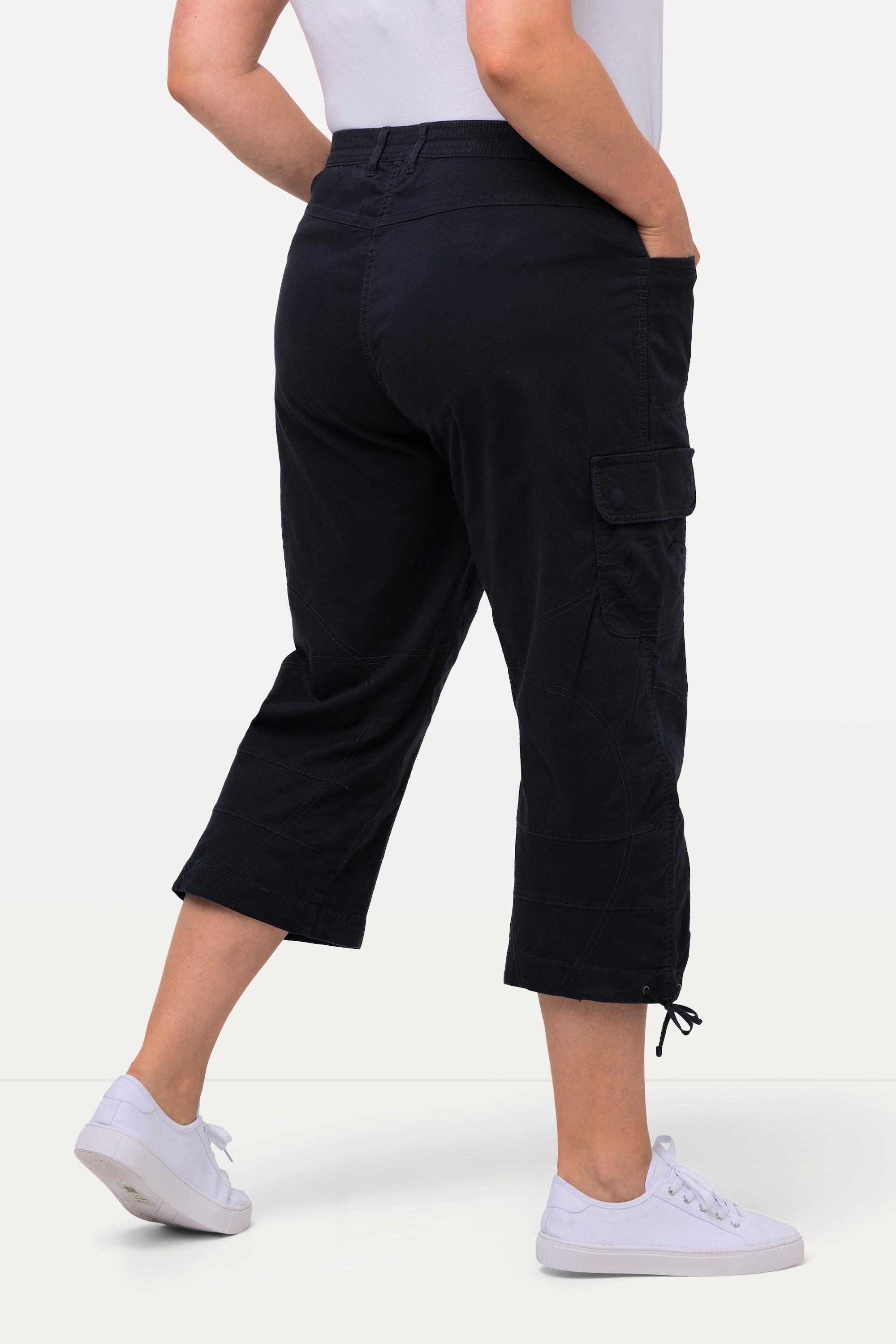 Ulla Popken  Pantaloni cargo a 7/8 con cintura comoda 