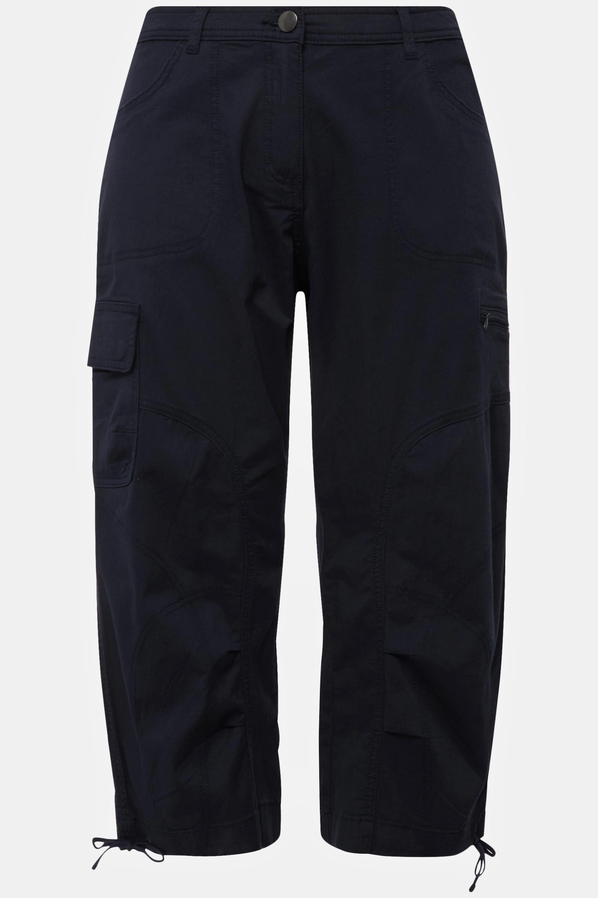 Ulla Popken  Pantaloni cargo a 7/8 con cintura comoda 