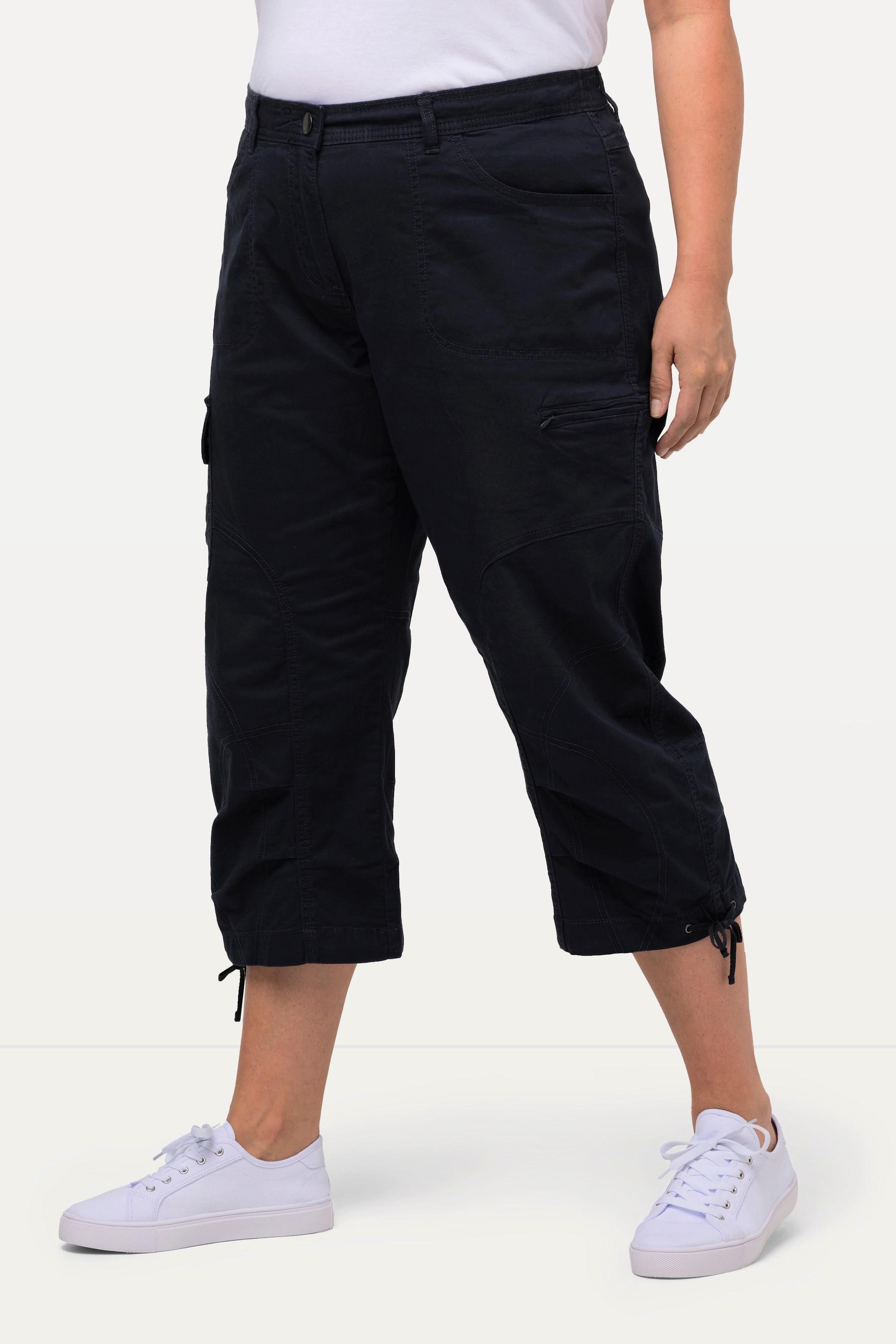 Ulla Popken  Pantaloni cargo a 7/8 con cintura comoda 