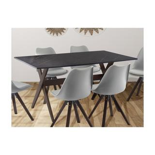 Vente-unique Table à manger 6 couverts en MDF et hêtre - Anthracite et naturel foncé - SERANI  