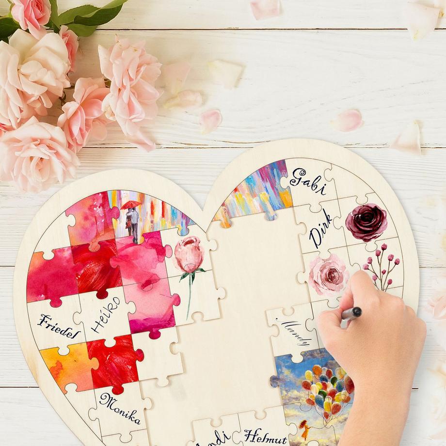 B2X  Puzzle livre d'or de mariage en bois 