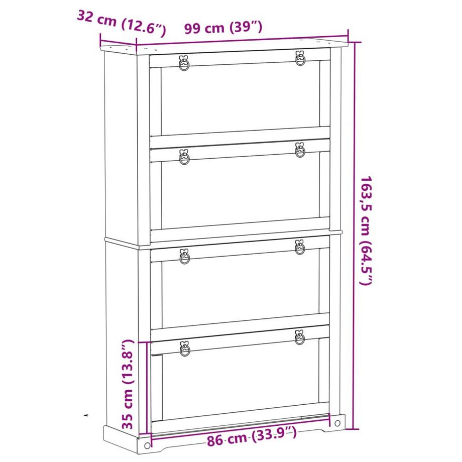 VidaXL scarpiera Legno di pino  