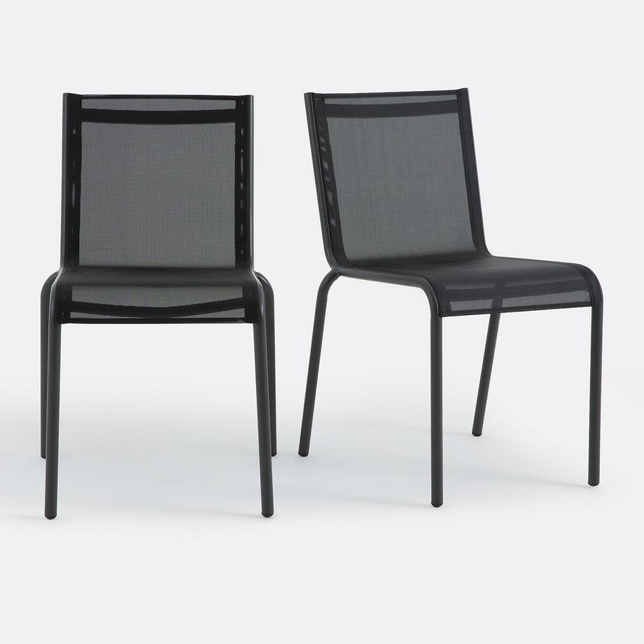 Lot de 2 chaises de jardin en aluminium et textilène