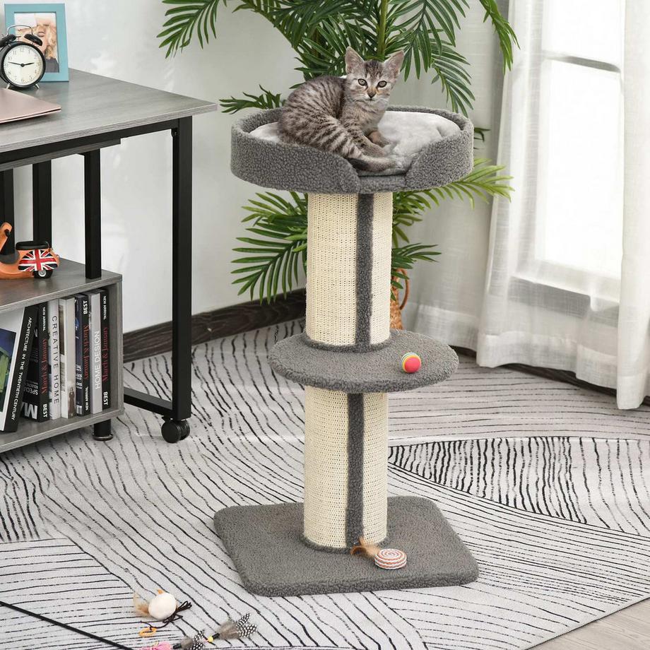 Northio  Arbres à chat pour chats, capacité de charge 30 kg, arbre à chat avec plateforme, stable, sisal, gris 
