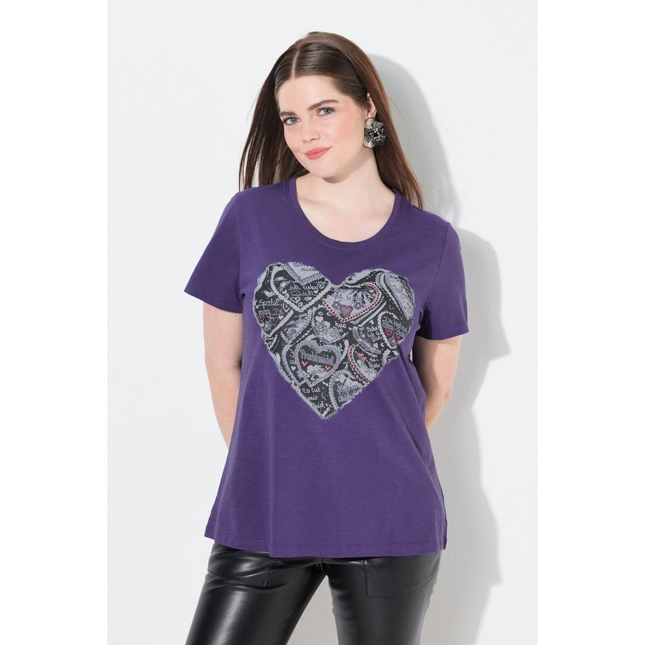 Ulla Popken T-Shirt Classic Motivo Tradizionale Girocollo Maniche Corte  