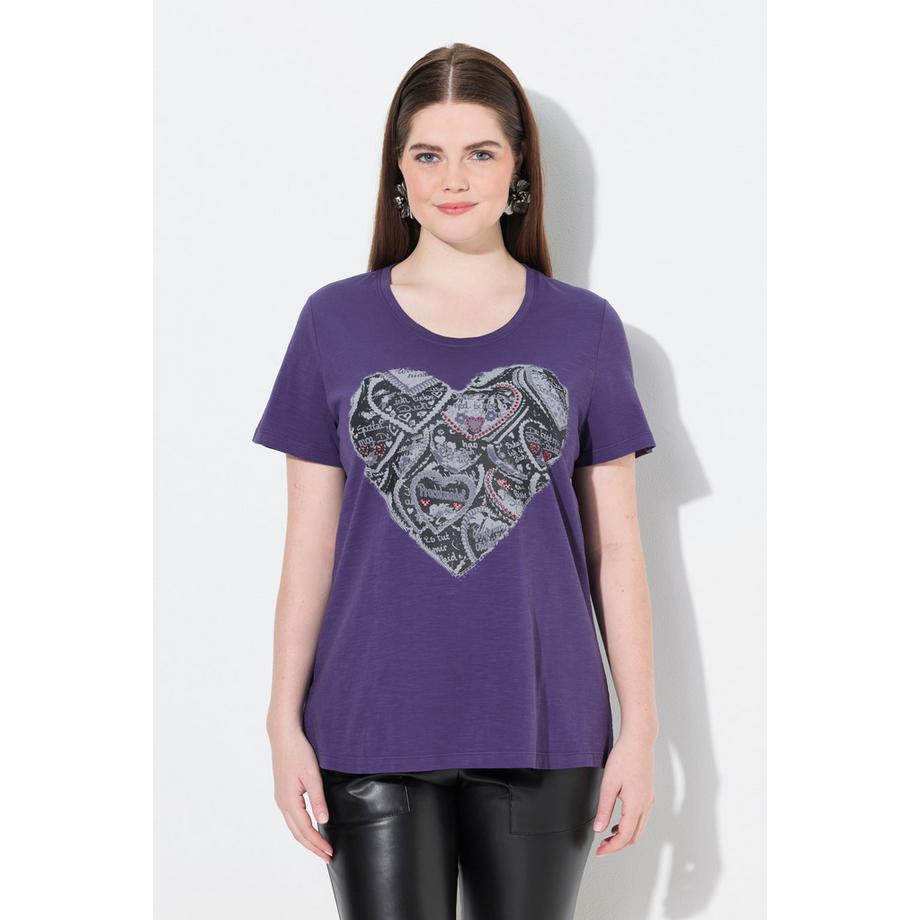 Ulla Popken T-Shirt Classic Motivo Tradizionale Girocollo Maniche Corte  