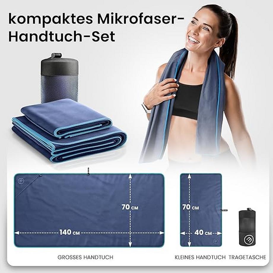 Bemaxx  BeMaxx Mikrofaser-Handtuch-Set, Blau 
