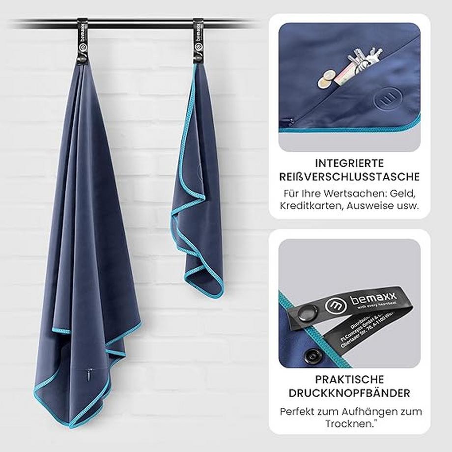 Bemaxx  BeMaxx Mikrofaser-Handtuch-Set, Blau 