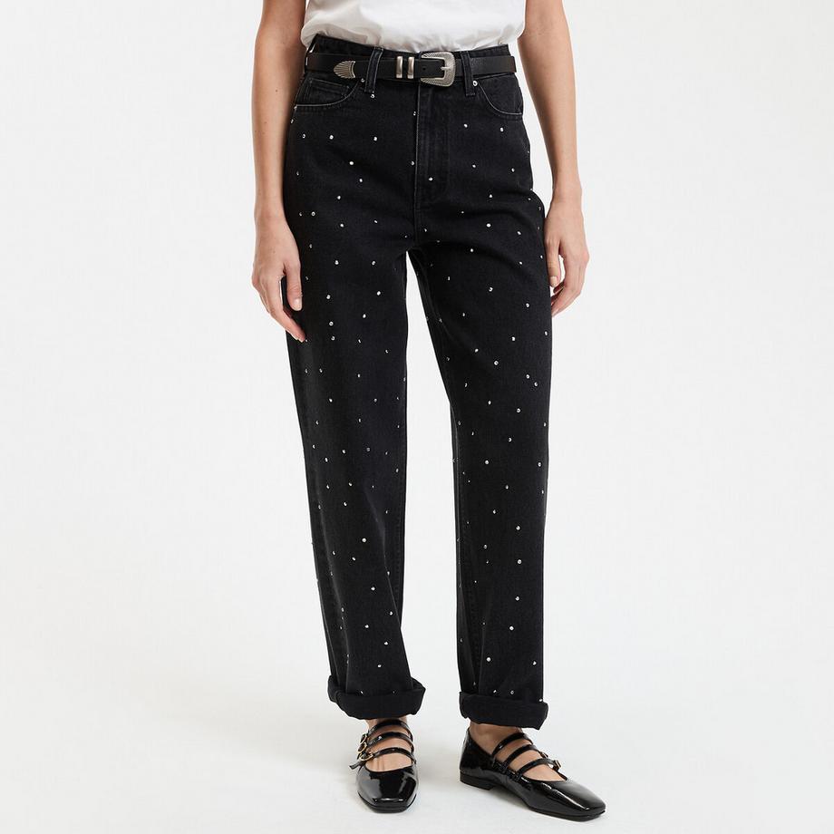 La Redoute Collections Weite Jeans mit Strasssteinen  