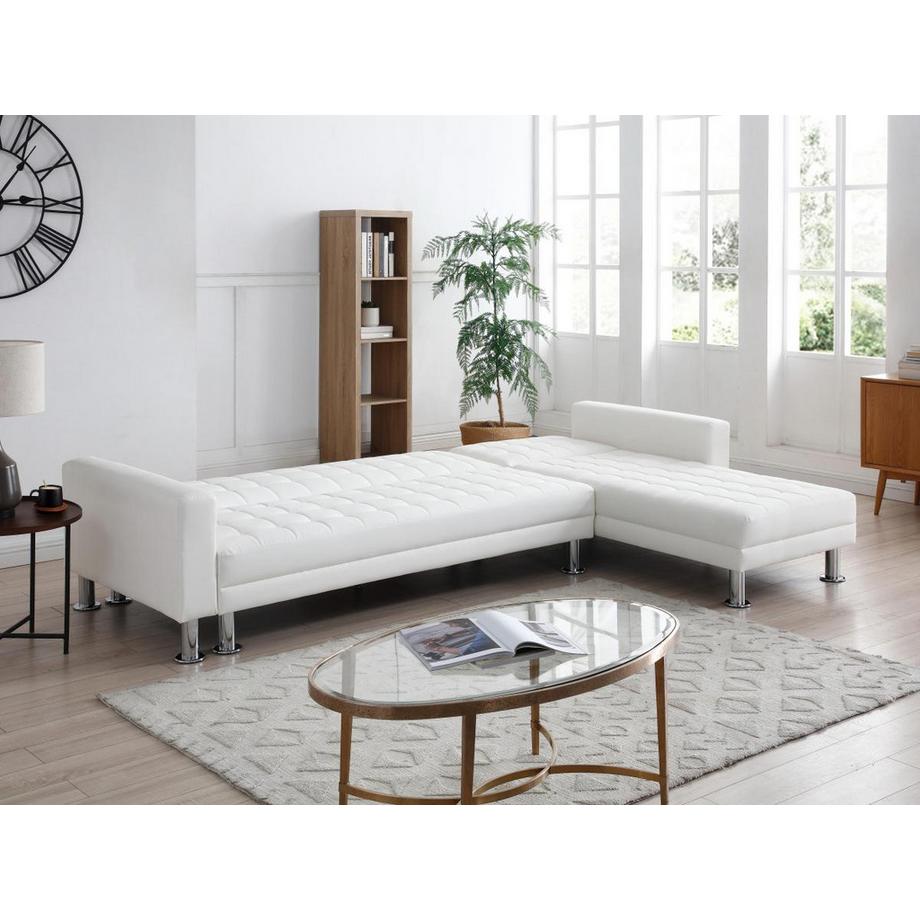Vente-unique Canapé d'angle convertible et réversible en simili blanc WILLIS II  