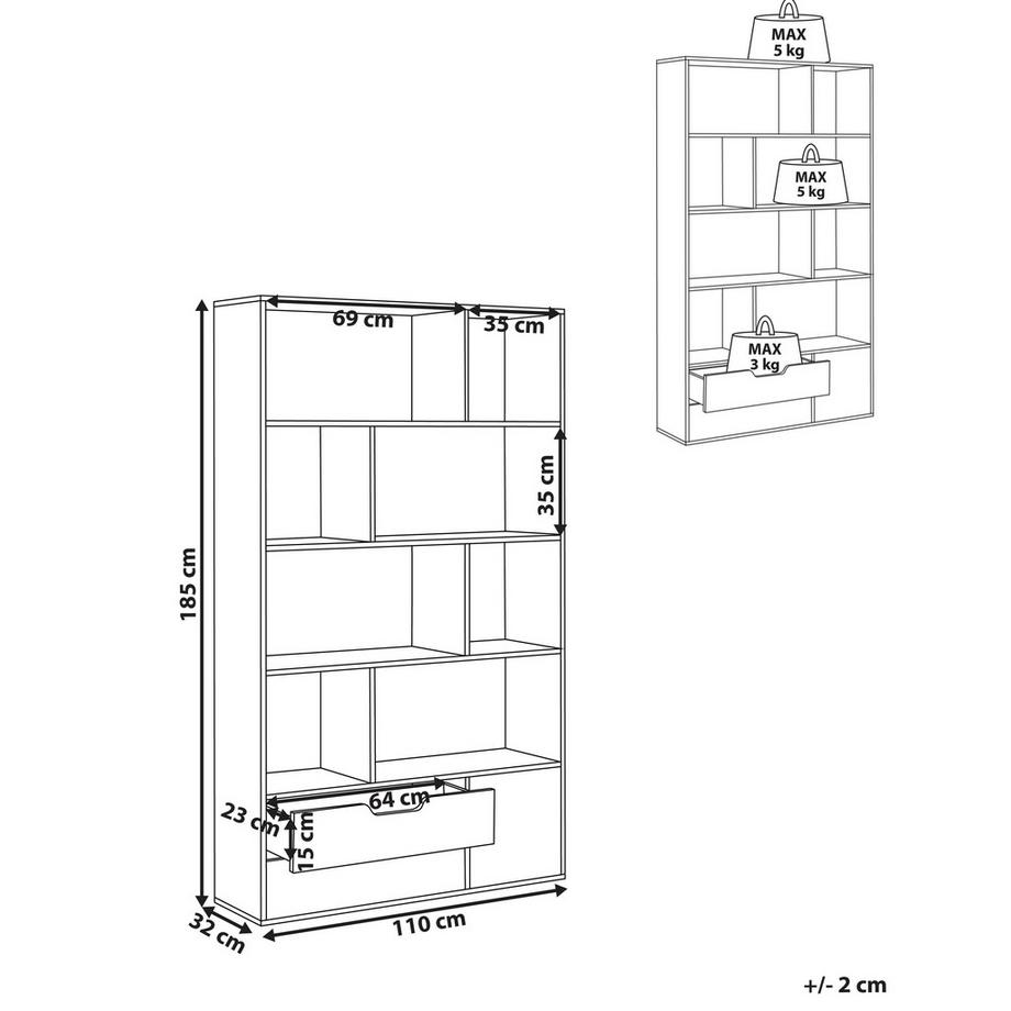 Beliani Bücherregal aus Faserplatte Skandinavisch WADENA  