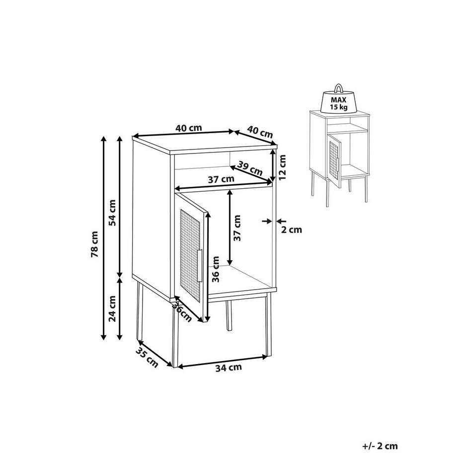 Beliani Comodino en Pannello di fibre (LDF) Rustico PASCO  