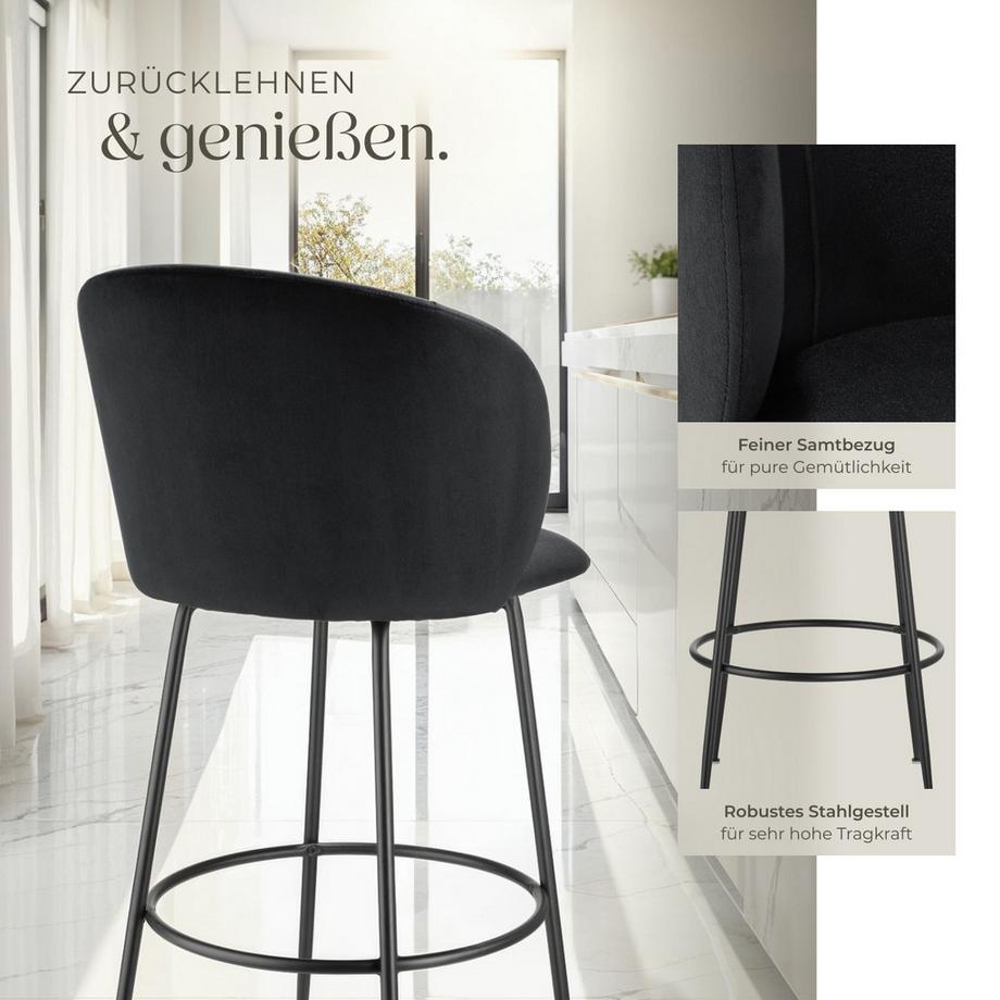 Tectake Chaise de bar LUANA en velours rembourré  