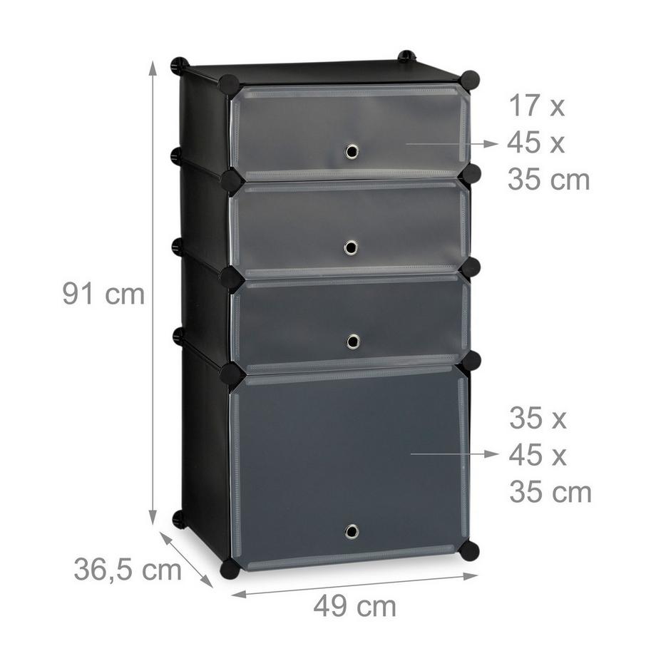 B2X Ripiano per scarpe in plastica con 4 scomparti  