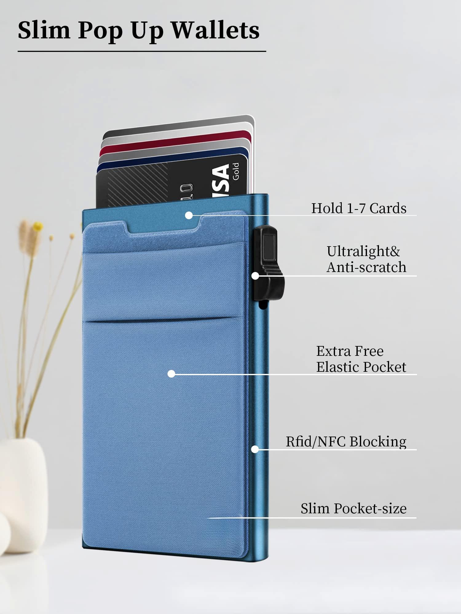 Only-bags.store  Portefeuille minimaliste - Porte-cartes avec protection RFID - Portefeuille à rabat - Porte-cartes de crédit étroit avec pochette à monnaie 