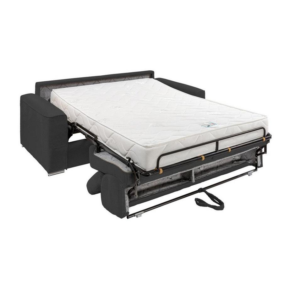 Vente-unique Canapé 4 places convertible express en velours côtelé gris - Couchage 160 cm - Matelas 18 cm - VIZIR  