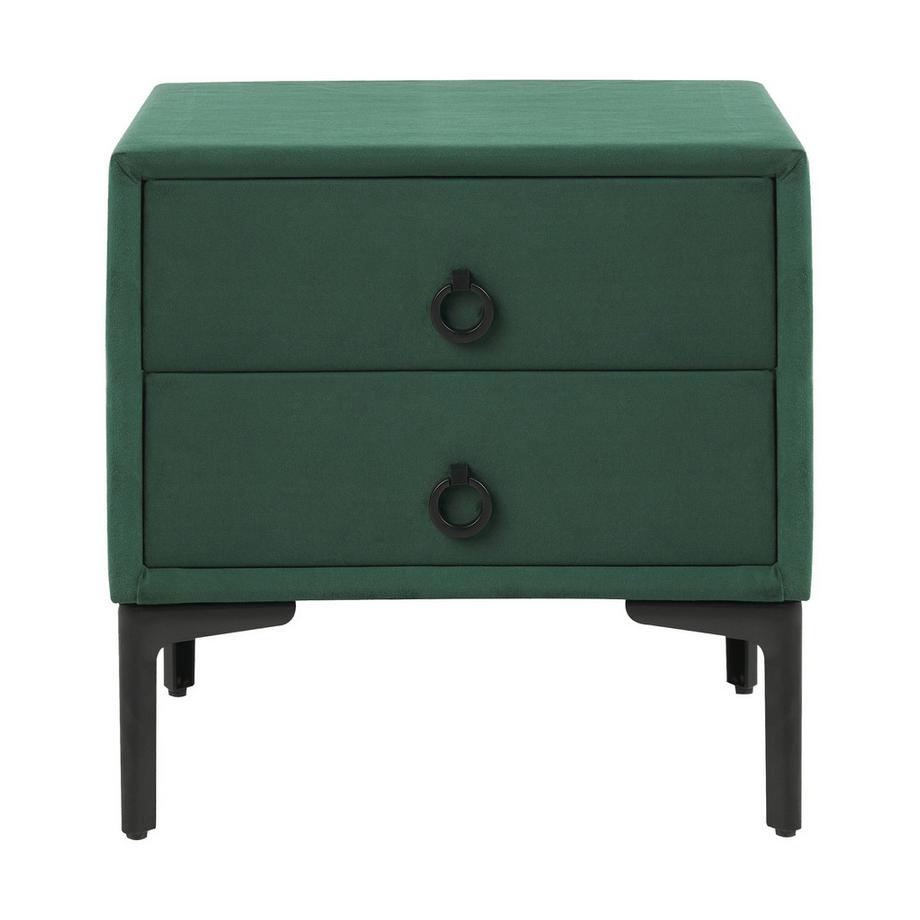 Beliani Table de nuit à 2 tiroirs en Velours Glamour SEZANNE  