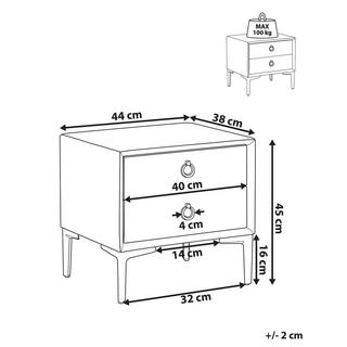Beliani Nachttisch mit 2 Schubladen aus Samtstoff Modern SEZANNE  