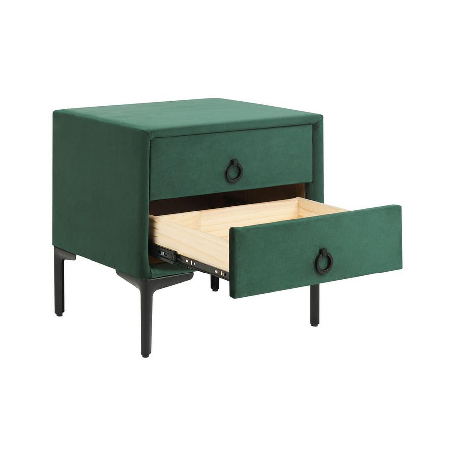 Beliani Table de nuit à 2 tiroirs en Velours Glamour SEZANNE  