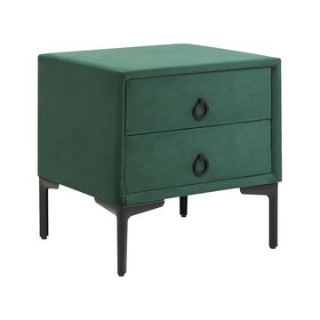 Table de nuit à 2 tiroirs en Velours Glamour SEZANNE