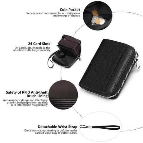 Only-bags.store Lederportemonnaie mit Reissverschluss und RFID-Schutz  