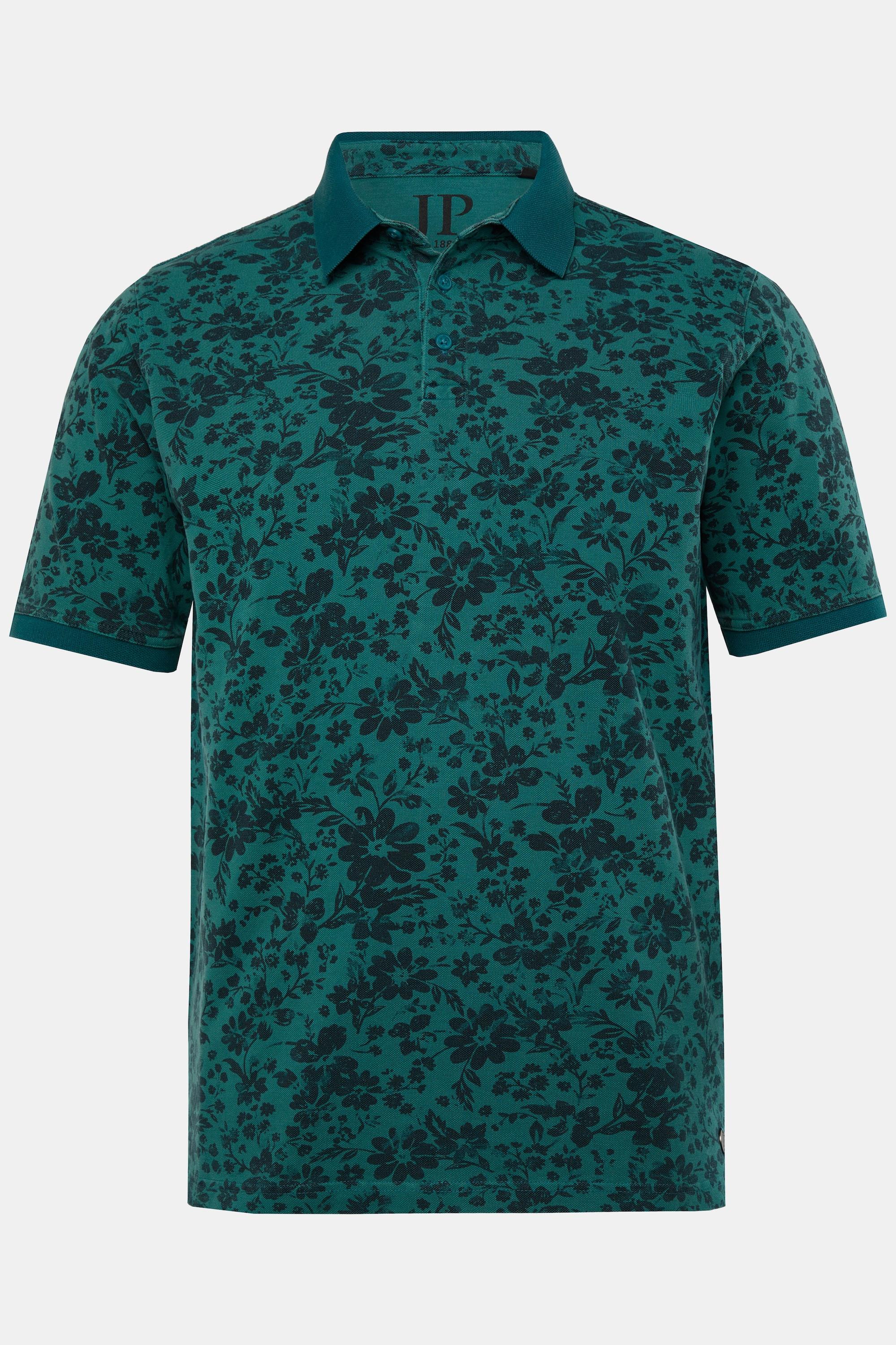 JP1880 Piqué Halbarm Poloshirt florales Muster Vintage Look  