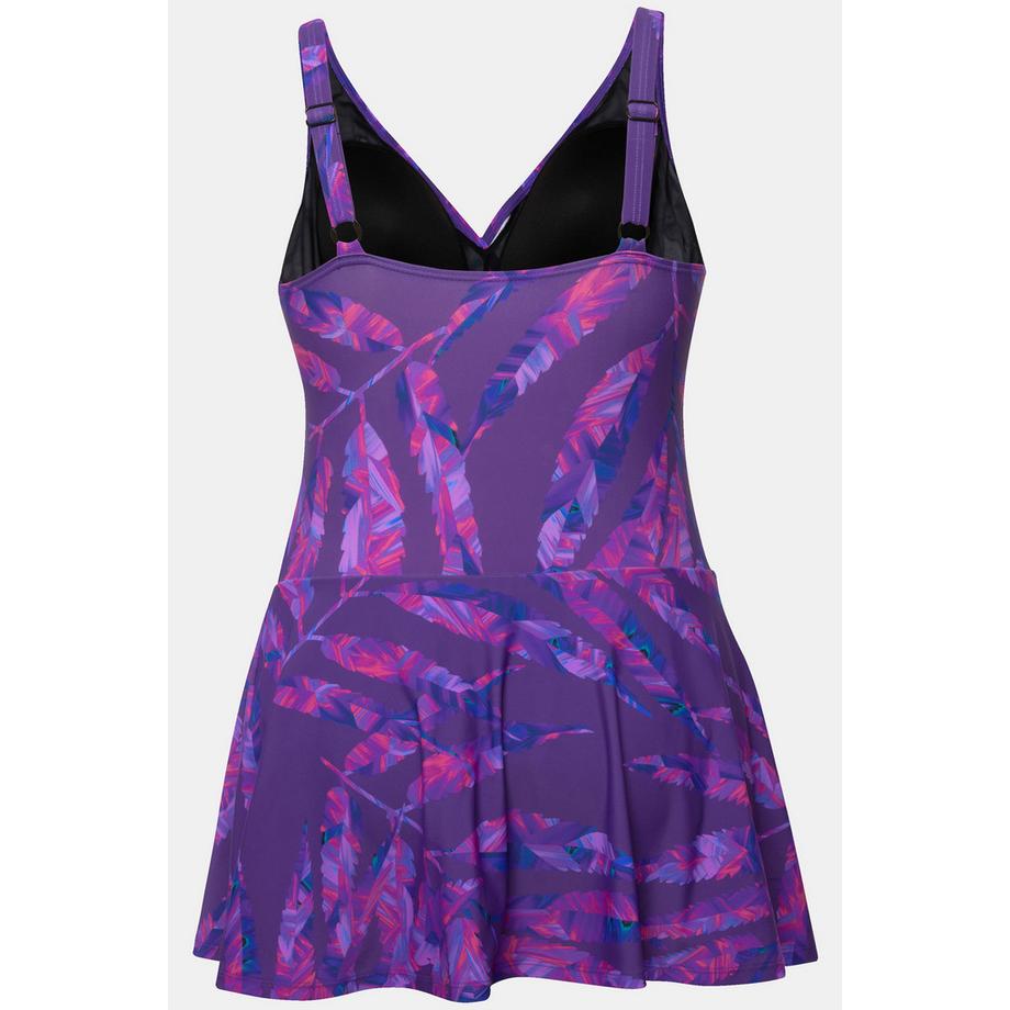 Ulla Popken Robe de bain imprimé feuilles bonnets souples fronces  