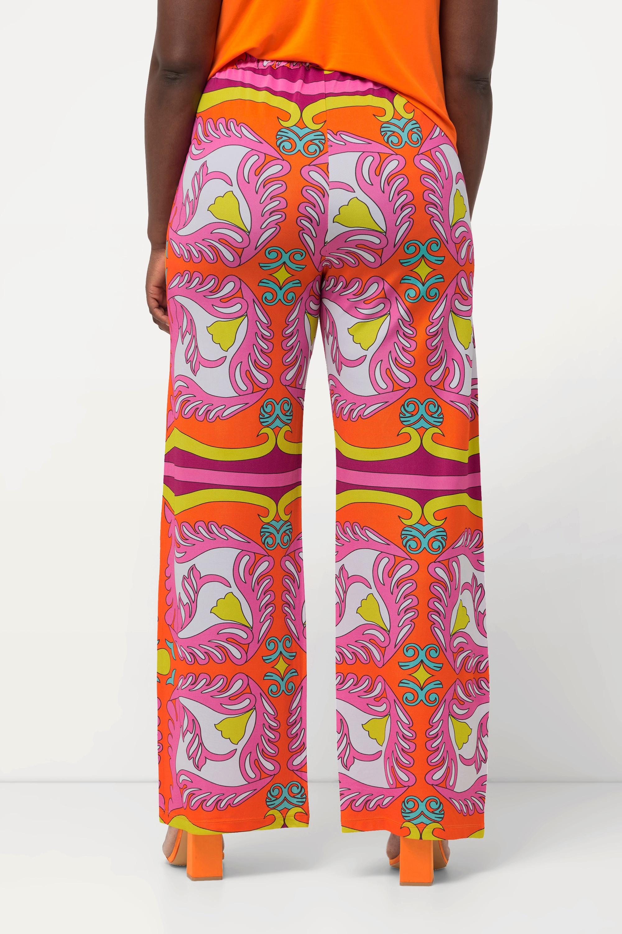 Ulla Popken Pantalon Slinky Jambe Large Jersey Piqué Taille Élastique  