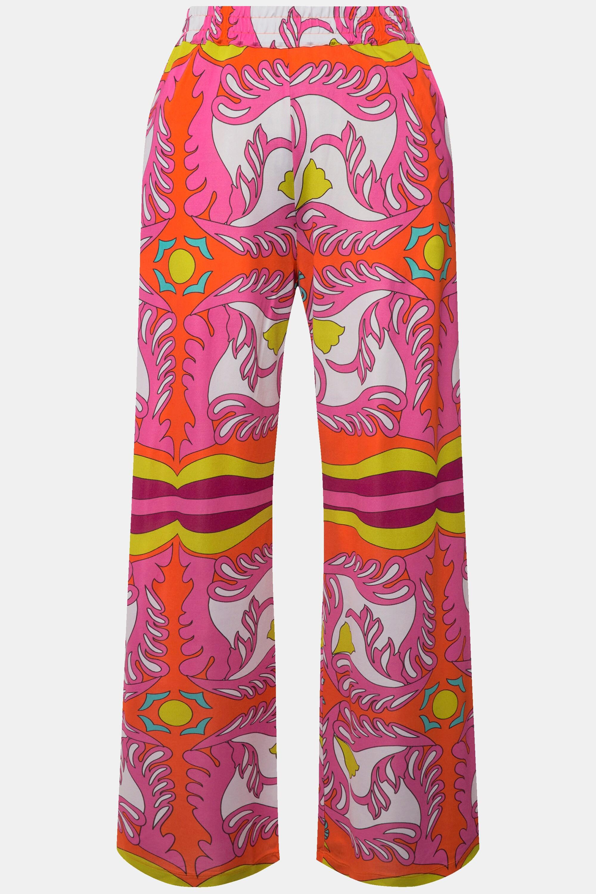 Ulla Popken Pantalon Slinky Jambe Large Jersey Piqué Taille Élastique  