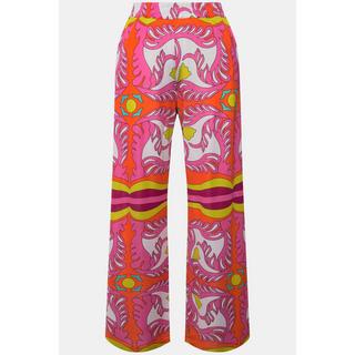 Ulla Popken Pantalon Slinky Jambe Large Jersey Piqué Taille Élastique  