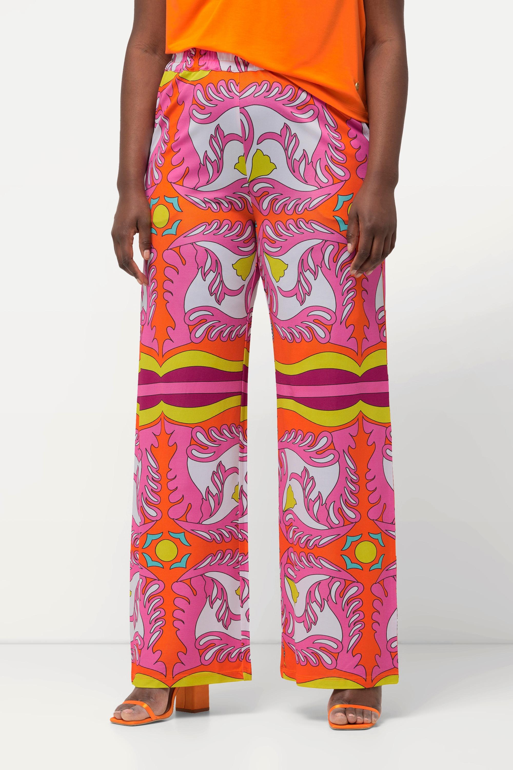 Ulla Popken Pantalon Slinky Jambe Large Jersey Piqué Taille Élastique  