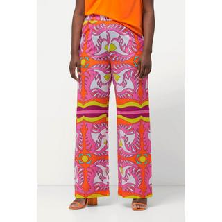 Ulla Popken Pantalon Slinky Jambe Large Jersey Piqué Taille Élastique  