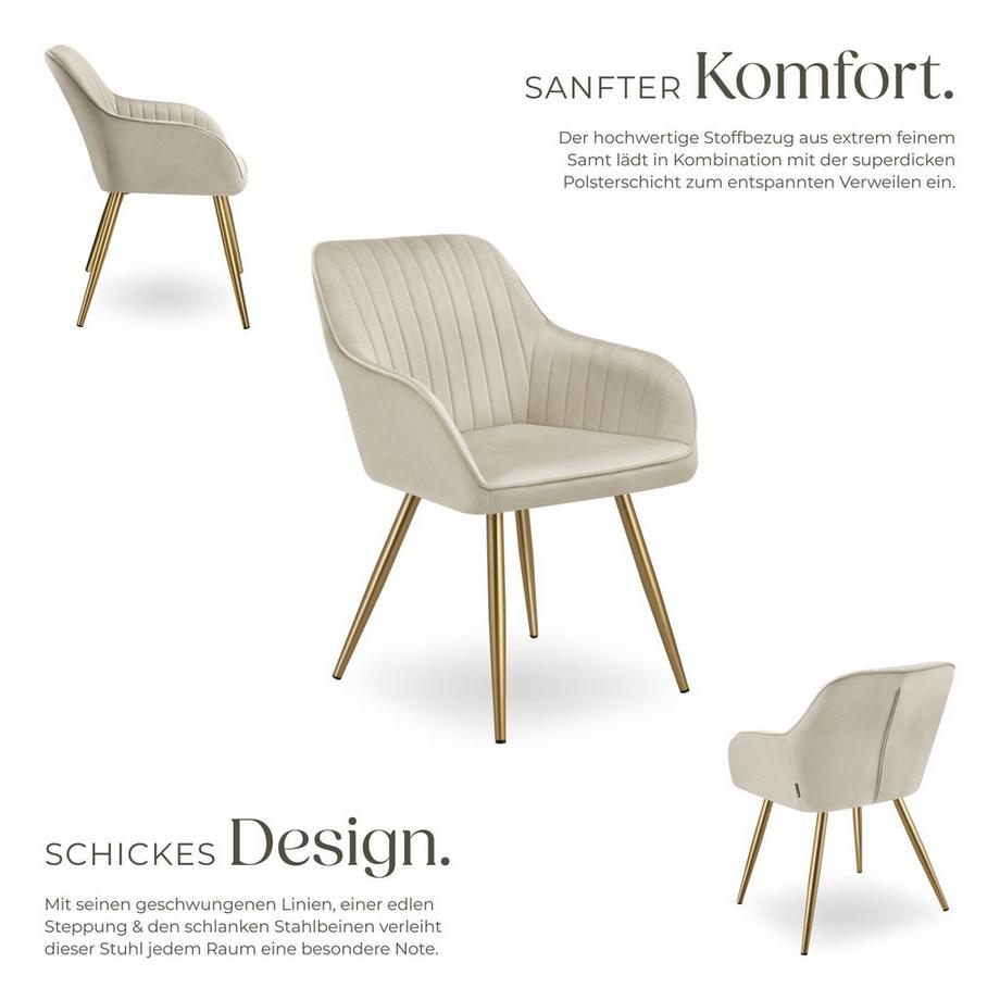 Tectake Sedia sala da pranzo Marilyn Imbottita, in velluto, trapuntata  