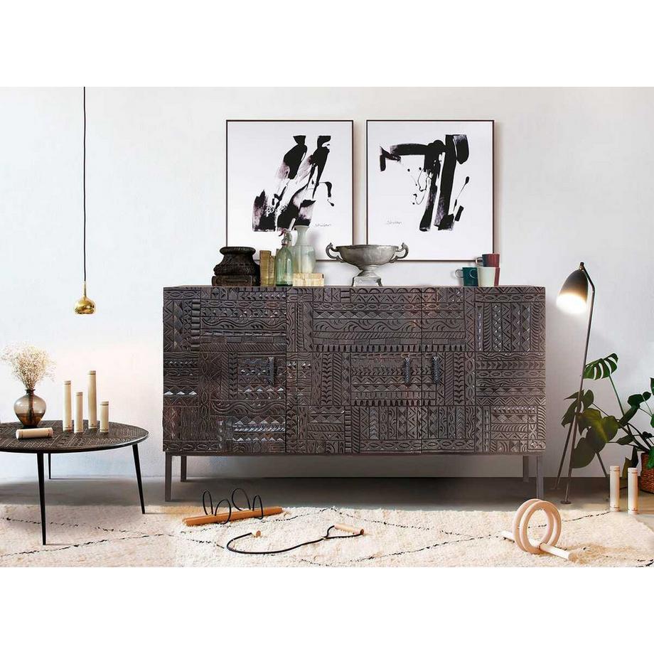 mutoni Sideboard Hieroglyph Mango dunkelbraun 150  