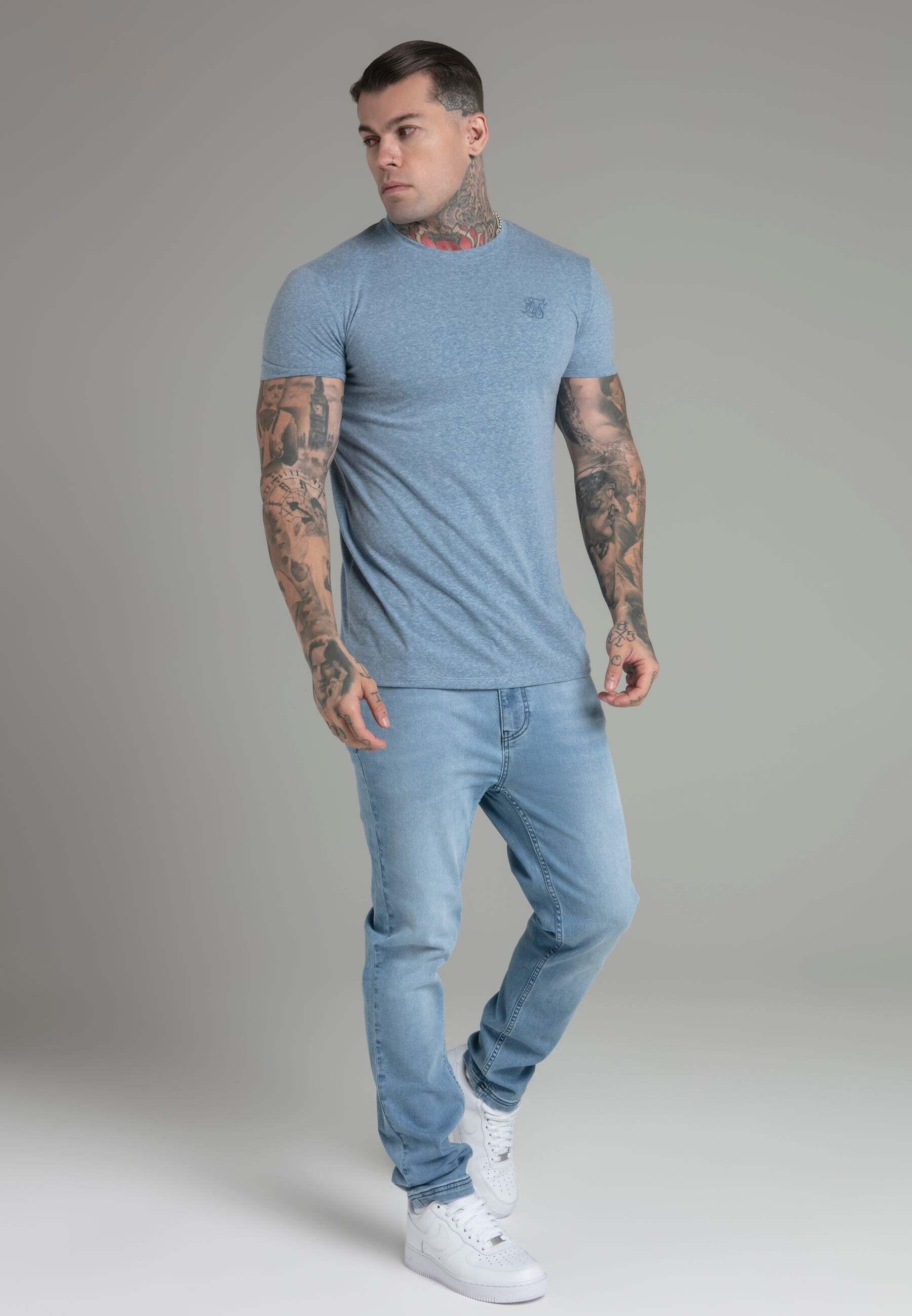 Sik Silk  T-shirt Marl T-Shirt in Blue 