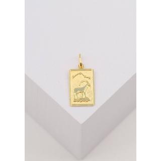 MUAU Schmuck  Pendentif signe du zodiaque capricorne or jaune 750, 20x9mm 