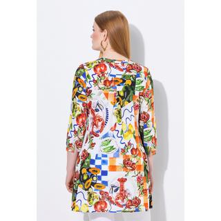 Ulla Popken Blusa Slinky Food Design Linea ad A Collo Alto Maniche 3/4  