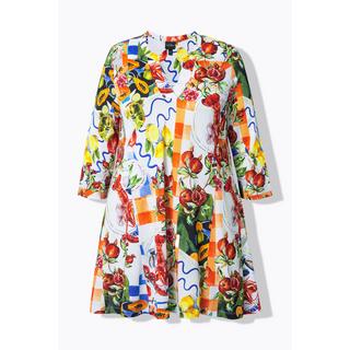 Ulla Popken Blusa Slinky Food Design Linea ad A Collo Alto Maniche 3/4  