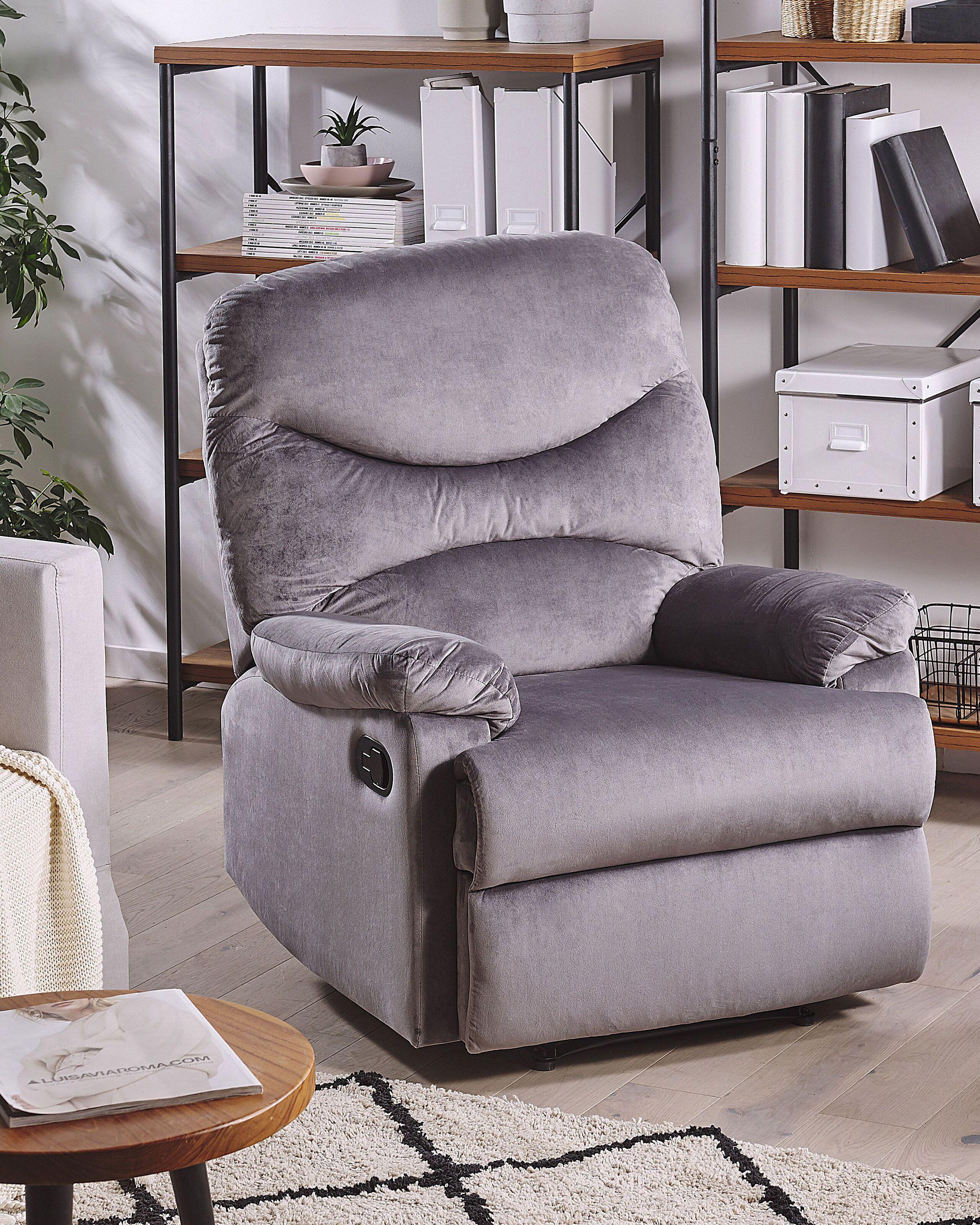 Beliani Fauteuil inclinable en Velours Industriel ESLOV  