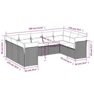 VidaXL Ensemble de canapés de jardin rotin synthétique  