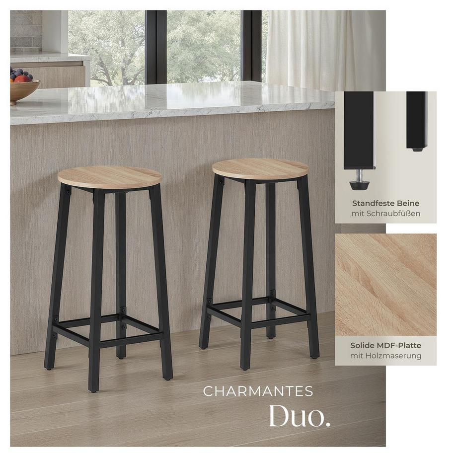 Tectake 2er Set Barhocker Corby Industrial Style Holz und Stahl  