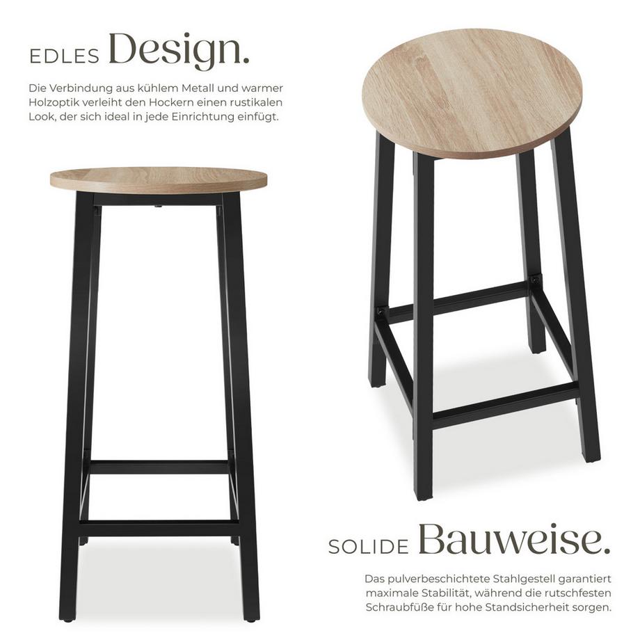 Tectake 2er Set Barhocker Corby Industrial Style Holz und Stahl  